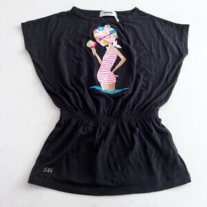 Rykiel Enfant jersey dress embroidered  patchwork front size 4